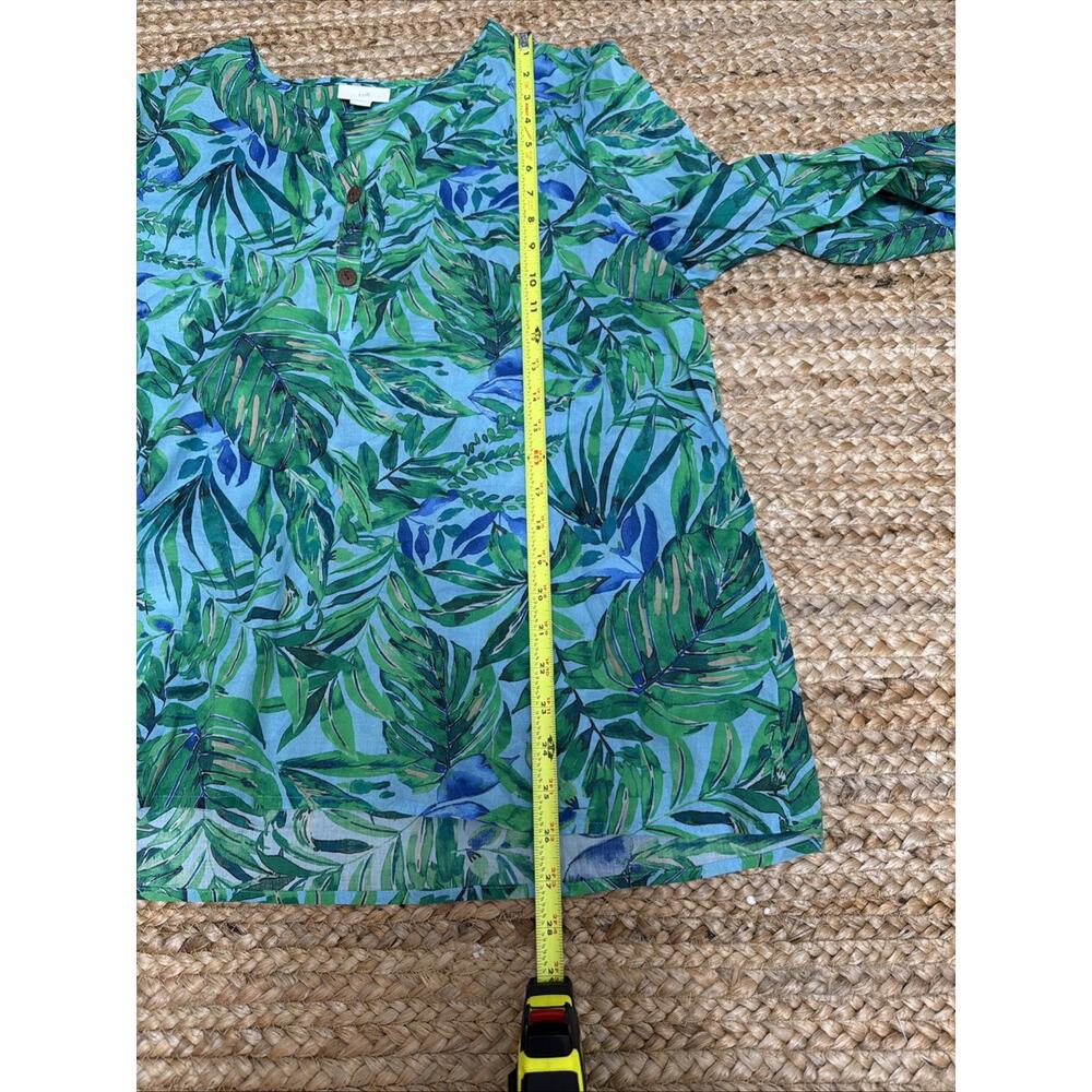 J. Jill 100% Cotton Blouse Tunic 3/4 Sleeves Tropical Resort Boho Sz L - Picture 6 of 7